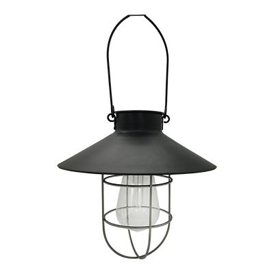 Solar Large Hanging Cage Lantern Black