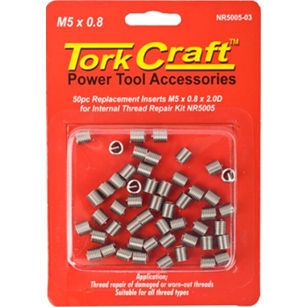 Tork Craft Thread Repair Kit M5 x 0.8 x 2.0mm Repl. Inserts for Nr5005