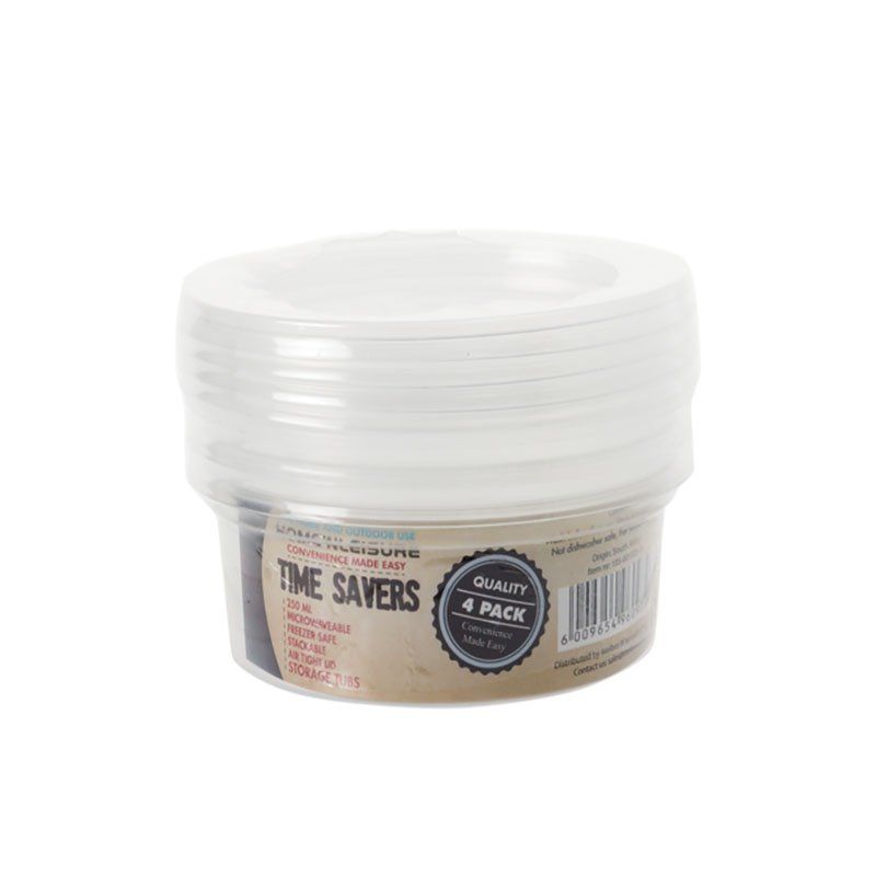 Home 'n Leisure - Container - Lids - Clear - Round - 250ml - 4cm - 4 Piece