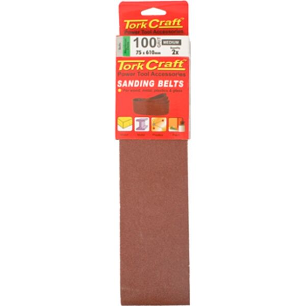 Tork Craft Sanding Belt 75 x 610mm 100Grit 2/Pack