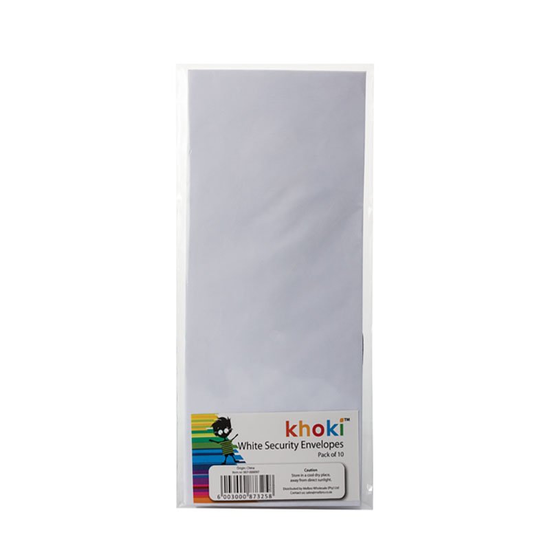 Khoki - Envelopes - Security - White - 240 x 107mm - 10 piece
