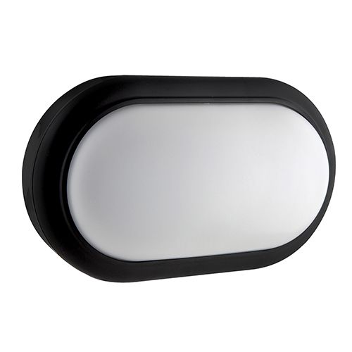 Oval Bulkhead 221mm Black LED 15W