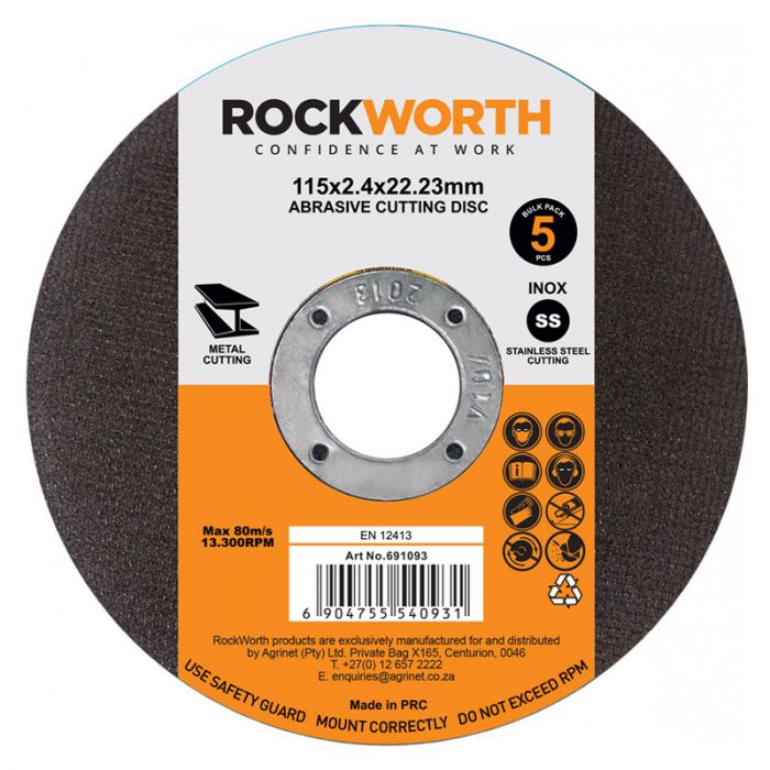 Rockworth - Cutting Disc Steel 115X2.5mm 5Pack