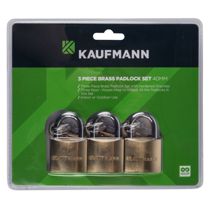 Kaufmann - Brass Lock Set 3 Piece 40mm