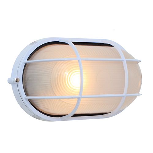 Oval Large Grid Bulkhead 280mm White E27
