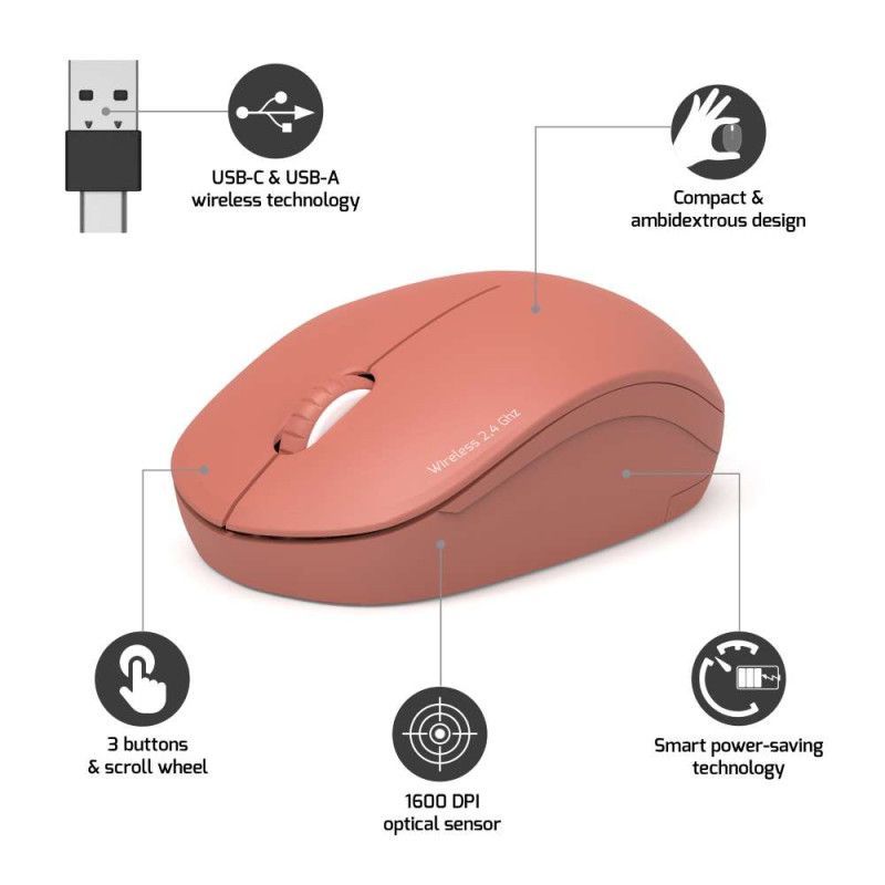 Port Connect 2.4GHz Collection II Wireless Mouse - Olive