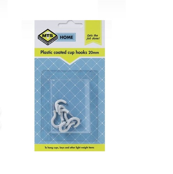 MTS Home  Cup Hooks 20mm P/Coated 6 Pieces