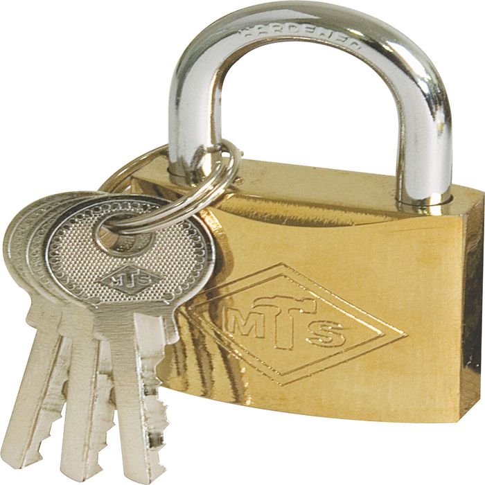 MTS Padlock  Brass/Pl 38mm D/Blist Wz361