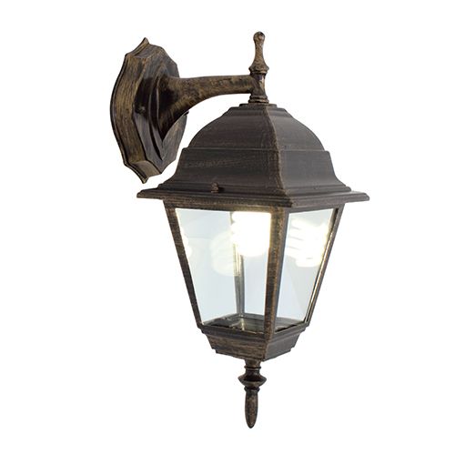 Lantern 4 Panel Down Facing Black Gold