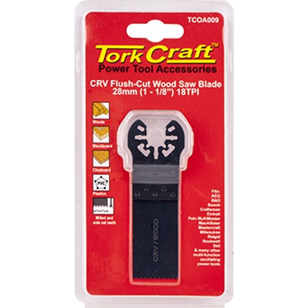 Tork Craft Quick Change Flush Cut Wood Saw Blade 28mm(1-1/8')18Tpi Crv