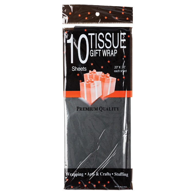 Paper Tissue - Gift Wrap - Gifting - Black - 50cm x 66cm - 10 Sheets