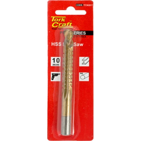 Tork Craft Drill Saw 10mm Tin. Coated Carded