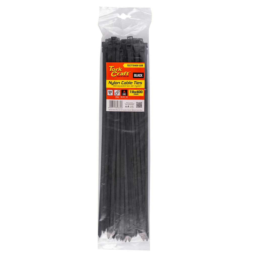 Tork Craft Nylon Cable Ties 7.6Mm X 400Mm Black 50Pc