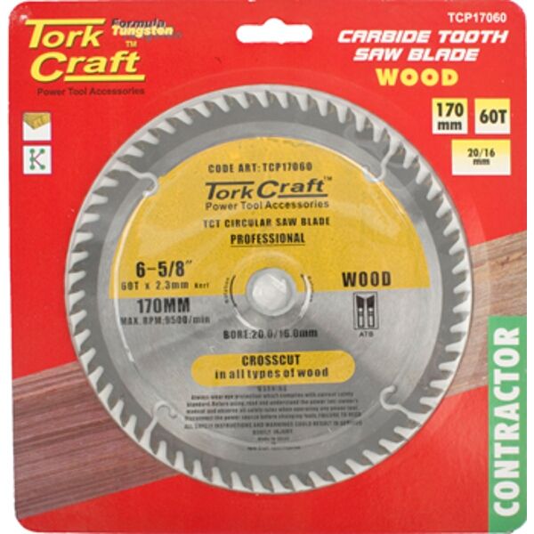Tork Craft Blade Contractor 170X60T 20/16 Circular Saw TCT