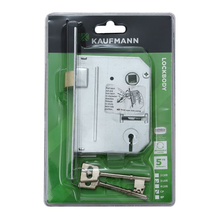 Kaufmann - Lockbody 3 Lever Sabs Chrome Plated