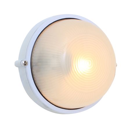 Round Small Plain Bulkhead 180mm White E27