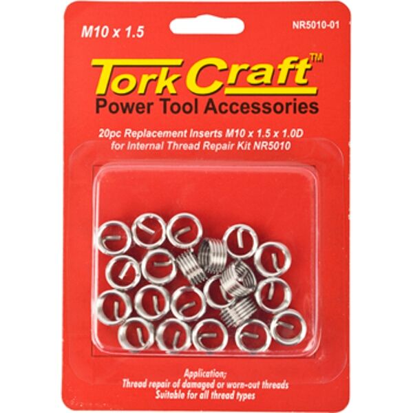 Tork Craft Thread Repair Kit M10 x 1.5 x 1.0mm Repl. Inserts for Nr5010