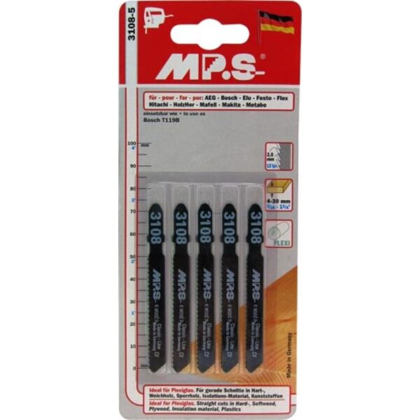 MPS Jigsaw Blade 75mm 12Tpi T-Shank T119BMPS3108-5