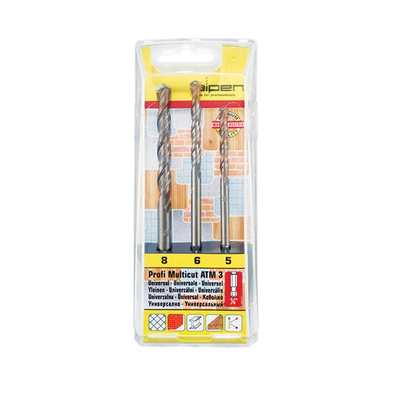 ALPEN - Multicut Drill Bit Set 3 Piece Hex Shank 5 6 8mm