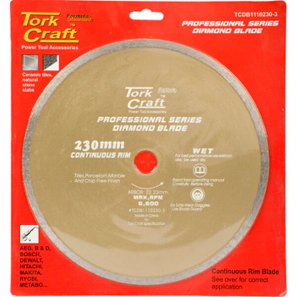 Tork Craft Diamond Blade Cont.Rim Thin Kerf 230x22.22mm