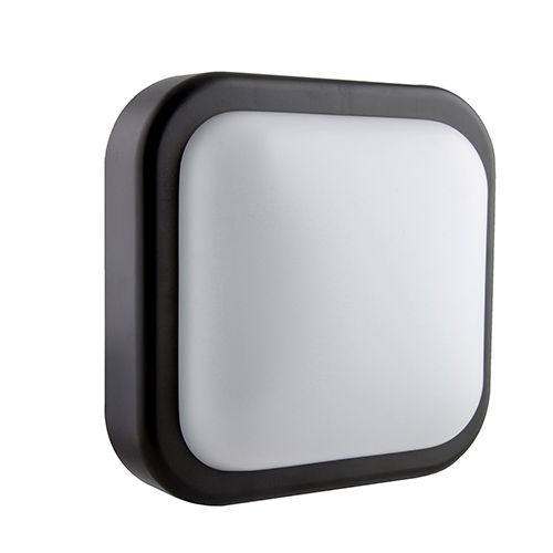 Square Bulk Head 195mm Black LED 1x14w