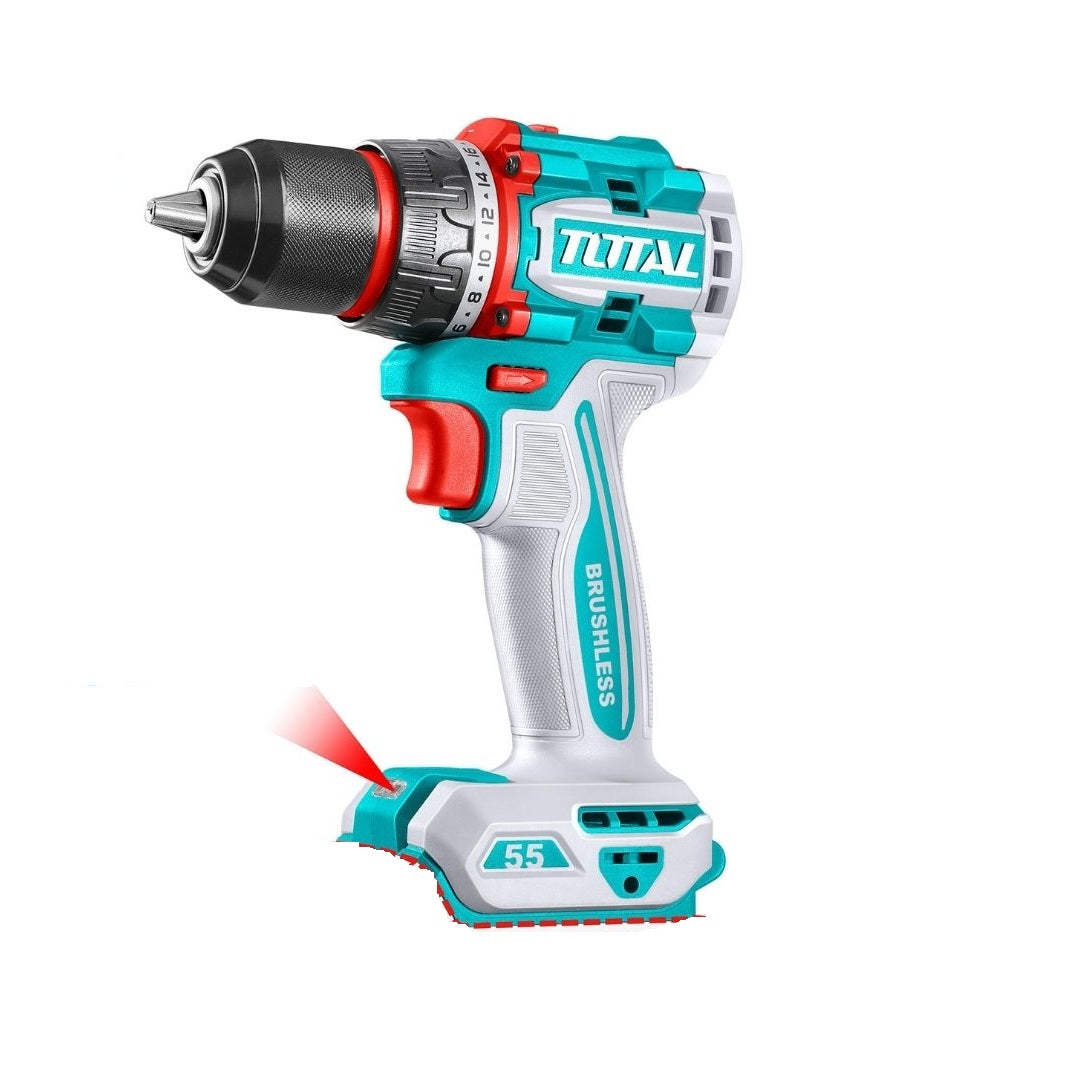Total Compact Brushless Cordless Drill 20V 2000Rmp 55Nm 13Mm Excl Bc