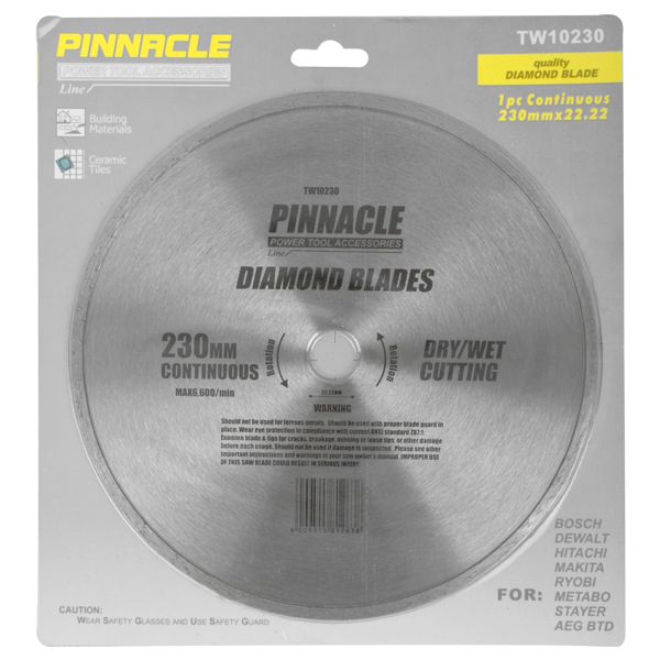 Diamond Blade Cont.Rim 230X22.22Mm Pinnacle