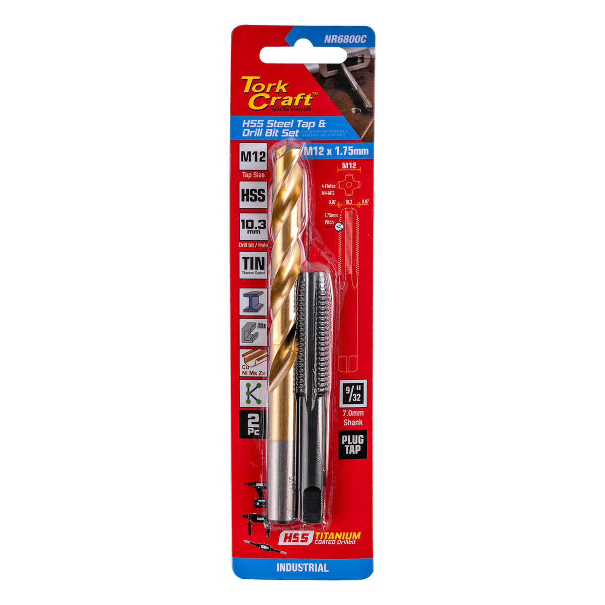 Tork Craft Tap Hss 12X1.75 & Drill 10.3Mm 2Pc Set