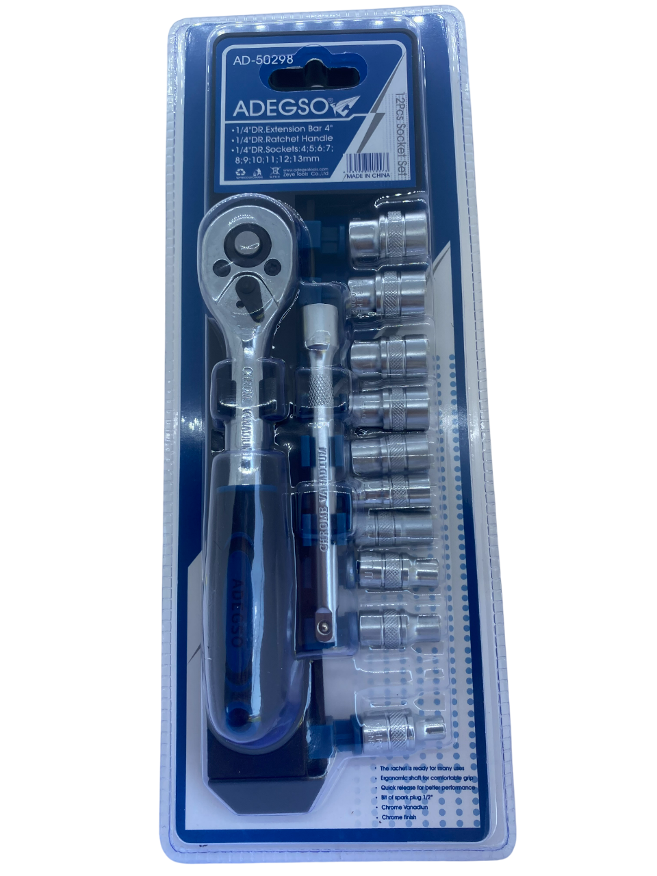 Adegso- Socket Set - 12 Piece (1/4')
