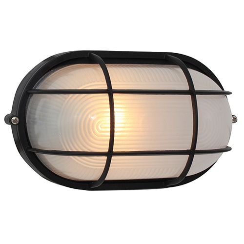 Oval Large Grid Bulkhead 280mm Black E27