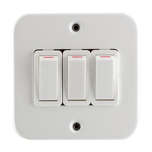 Crabtree Industrial 3 Lever 1 Way Switch 75x75mm
