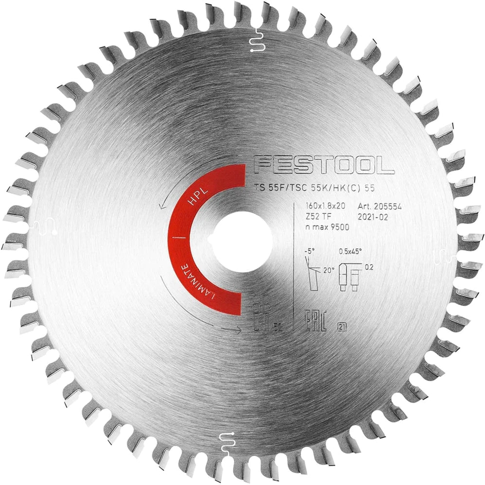 Festool Saw Blade Laminate Hw160 X 1.8 X 20Mm Tf52 Wood Cutter