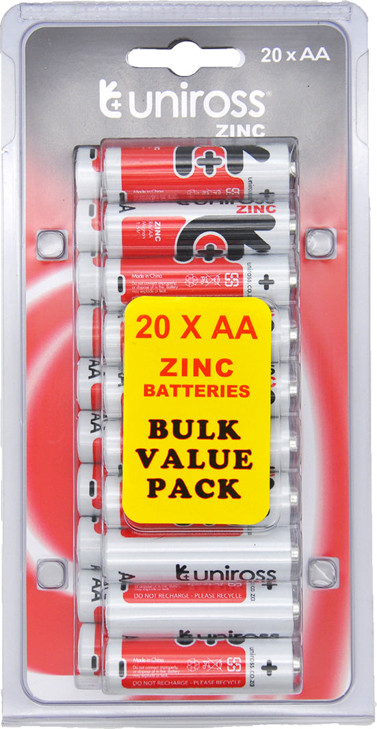 Uniross Battery Heavy Duty Zinc Aa 20 Pack Alkaline Battery  Battery